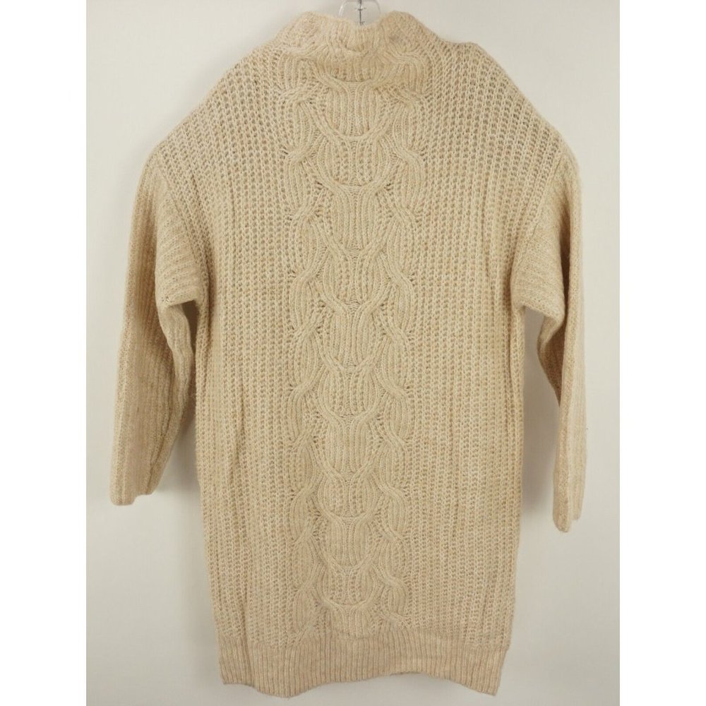 New Topshop Central Cable Turtleneck Sweater Dress Women's 12 L Oversized Ivory